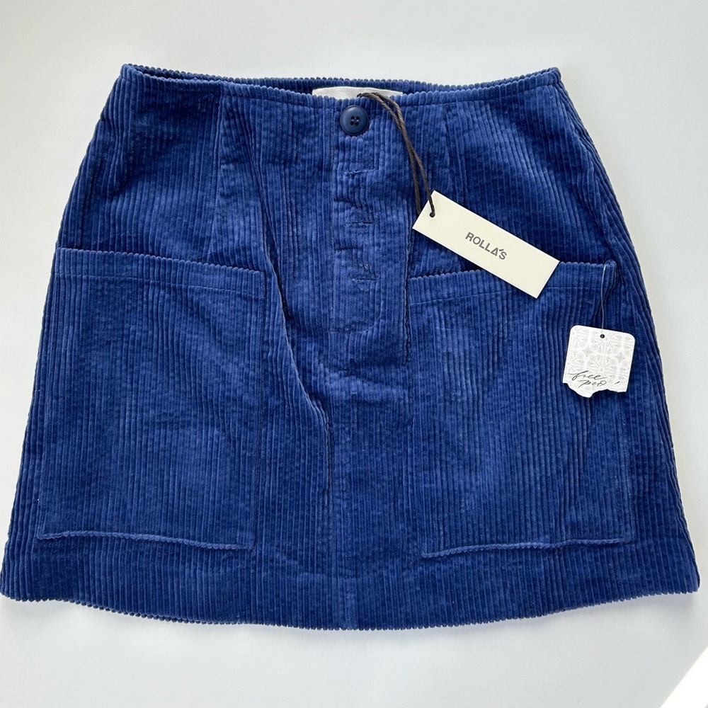 ROLLA'S Blue Ribbed Mini Skirt